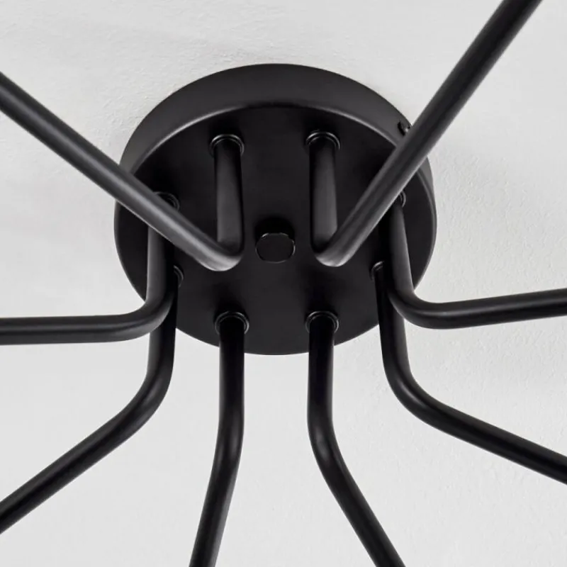 Suspension Verre Fumé-hofstein Plafonnier Remaisnil Noir, 8 lumières