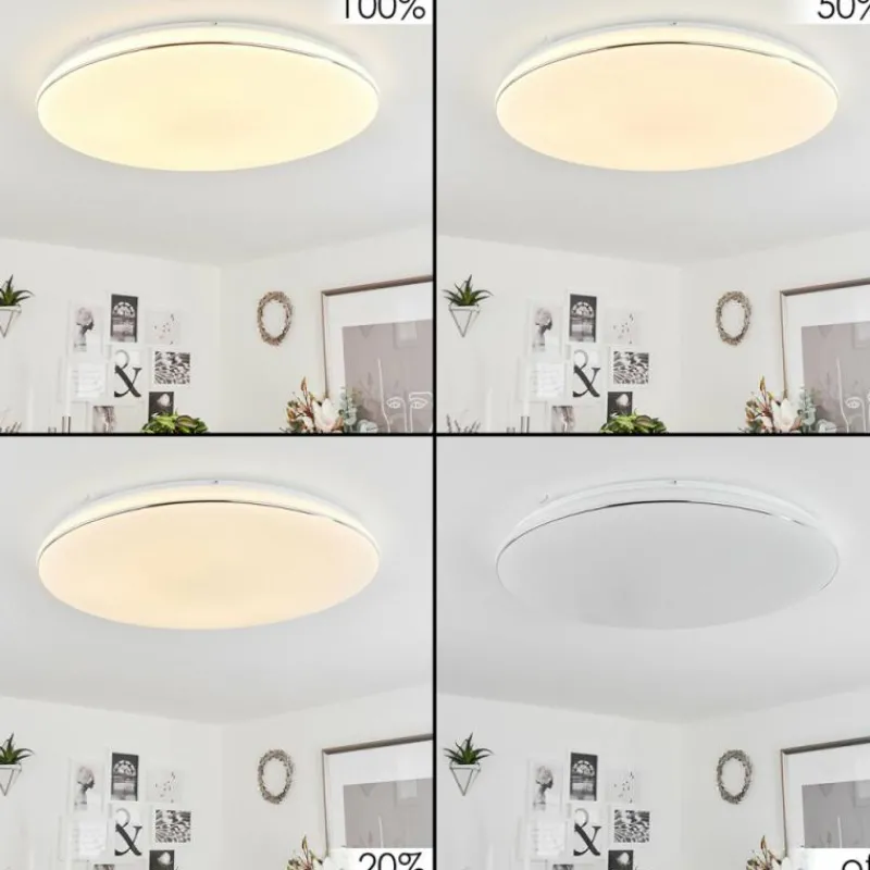 hofstein Plafonnier Remenoville LED Chrome, Blanc, 1 lumière