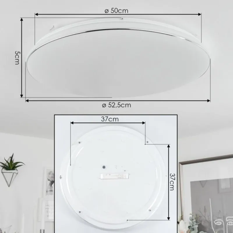 hofstein Plafonnier Remenoville LED Chrome, Blanc, 1 lumière