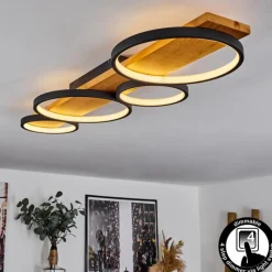 Luminaires Scandinaves-hofstein Plafonnier Rodekro LED Bois clair, Noir, 1 lumière