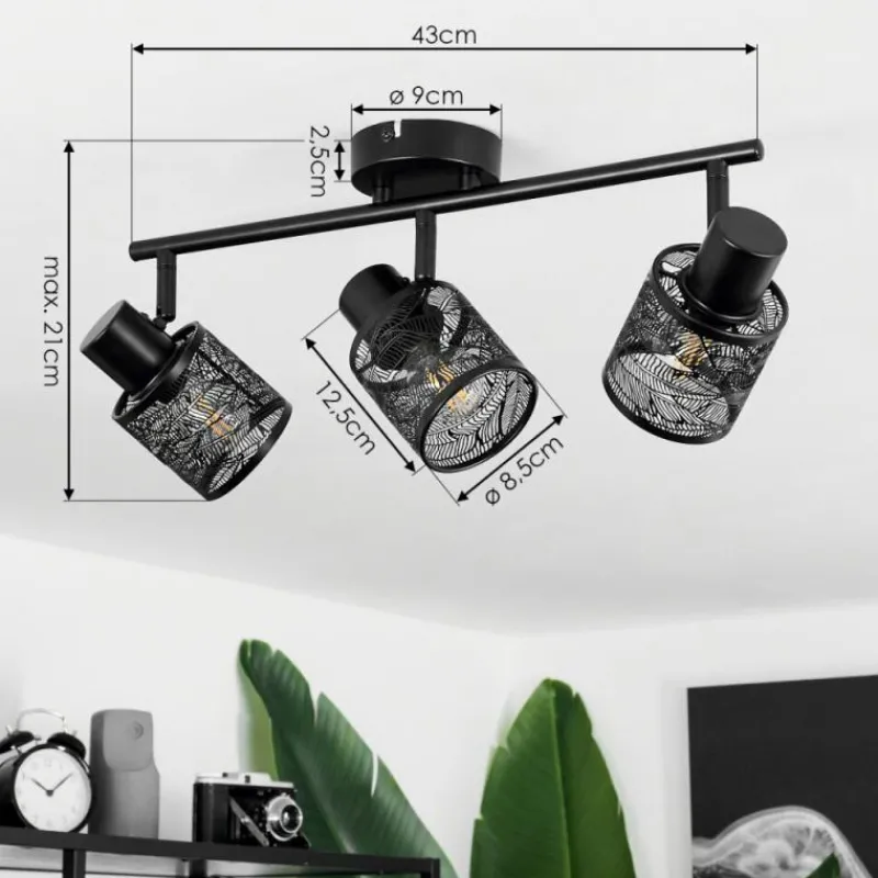 Lampes Industrielles-hofstein Plafonnier Roto Noir, 3 lumières