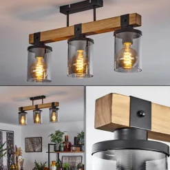 Luminaires Scandinaves-hofstein Plafonnier Roxa Bois clair, Noir, 3 lumières