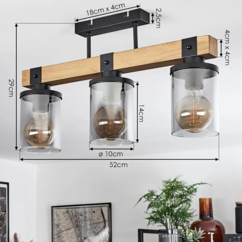 Luminaires Scandinaves-hofstein Plafonnier Roxa Bois clair, Noir, 3 lumières