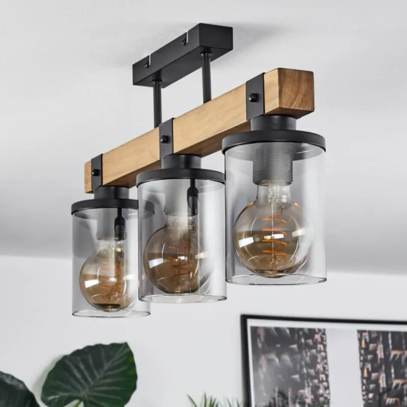 Luminaires Scandinaves-hofstein Plafonnier Roxa Bois clair, Noir, 3 lumières