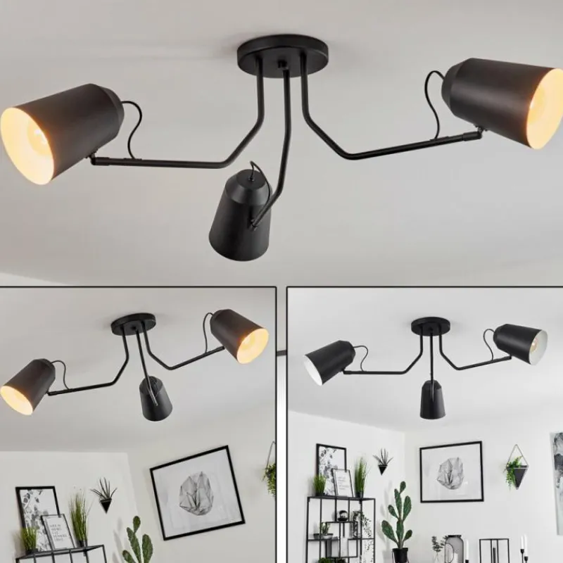 Luminaires Scandinaves-hofstein Plafonnier Sacriquier Noir, 3 lumières