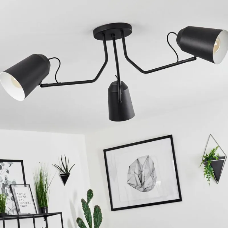 Luminaires Scandinaves-hofstein Plafonnier Sacriquier Noir, 3 lumières