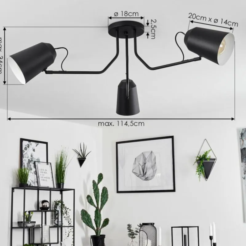 Luminaires Scandinaves-hofstein Plafonnier Sacriquier Noir, 3 lumières