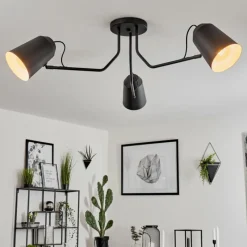 Luminaires Scandinaves-hofstein Plafonnier Sacriquier Noir, 3 lumières