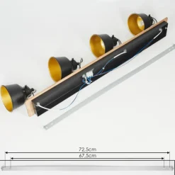 Lampes Dorées-hofstein Plafonnier Safari Chrome, Bois foncé, Noir, 4 lumières