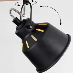 Lampes Dorées-hofstein Plafonnier Safari Chrome, Bois foncé, Noir, 4 lumières