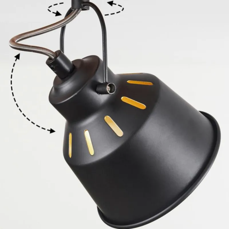 Lampes Dorées-hofstein Plafonnier Safari Chrome, Bois clair, Noir, 4 lumières