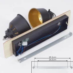 Lampes Dorées-hofstein Plafonnier Safari Chrome, Bois clair, Noir, 2 lumières