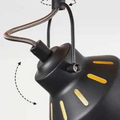 Lampes Dorées-hofstein Plafonnier Safari Chrome, Bois clair, Noir, 2 lumières