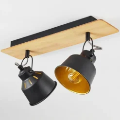 Lampes Dorées-hofstein Plafonnier Safari Chrome, Écru, Noir, 2 lumières