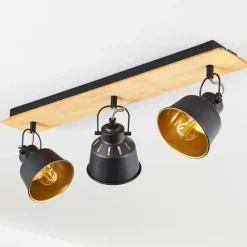 Lampes Dorées-hofstein Plafonnier Safari Chrome, Écru, Noir, 3 lumières