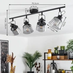 Suspension Verre Fumé-hofstein Plafonnier Safari Noir, 4 lumières