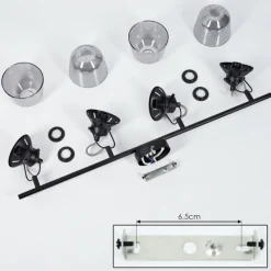 Suspension Verre Fumé-hofstein Plafonnier Safari Noir, 4 lumières