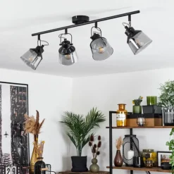 Suspension Verre Fumé-hofstein Plafonnier Safari Noir, 4 lumières