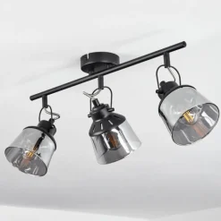 Suspension Verre Fumé-hofstein Plafonnier Safari Noir, 3 lumières