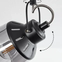 Suspension Verre Fumé-hofstein Plafonnier Safari Noir, 2 lumières