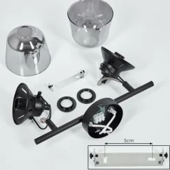 Suspension Verre Fumé-hofstein Plafonnier Safari Noir, 2 lumières