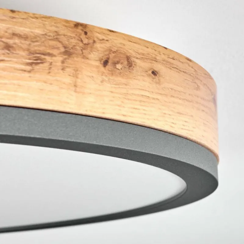 Luminaires Scandinaves-hofstein Plafonnier Salmi LED Anthracite, Brun, Couleur bois, Noir, 1 lumière, Télécommandes