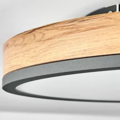 Luminaires Scandinaves-hofstein Plafonnier Salmi LED Anthracite, Brun, Couleur bois, Noir, 1 lumière, Télécommandes