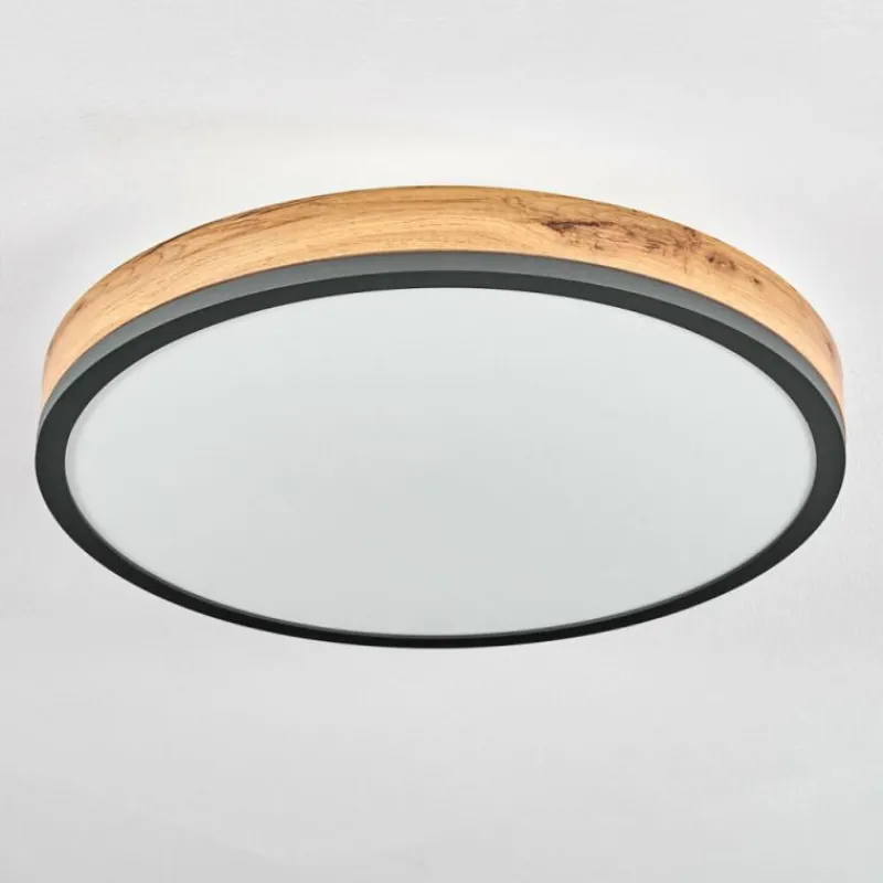 Luminaires Scandinaves-hofstein Plafonnier Salmi LED Anthracite, Brun, Couleur bois, Noir, 1 lumière, Télécommandes