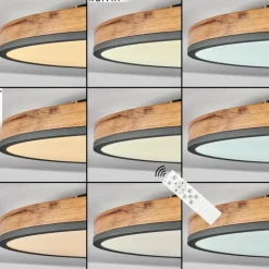 Luminaires Scandinaves-hofstein Plafonnier Salmi LED Anthracite, Brun, Couleur bois, Noir, 1 lumière, Télécommandes