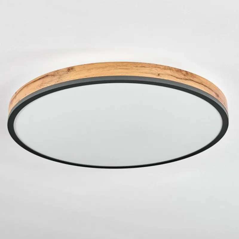 Luminaires Scandinaves-hofstein Plafonnier Salmi LED Anthracite, Brun, Couleur bois, Noir, 1 lumière, Télécommandes