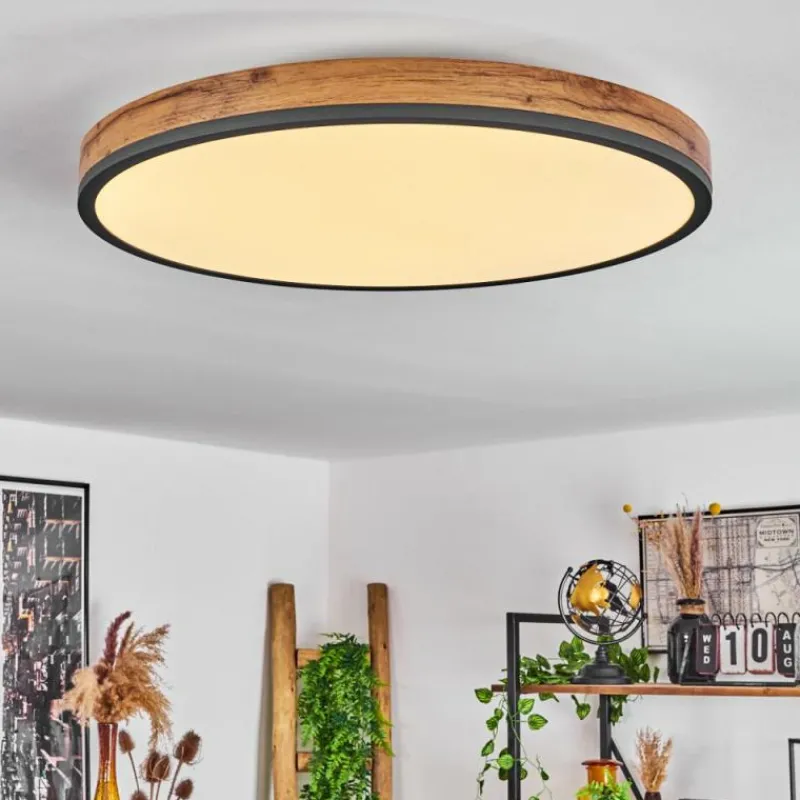 Luminaires Scandinaves-hofstein Plafonnier Salmi LED Anthracite, Brun, Couleur bois, Noir, 1 lumière, Télécommandes