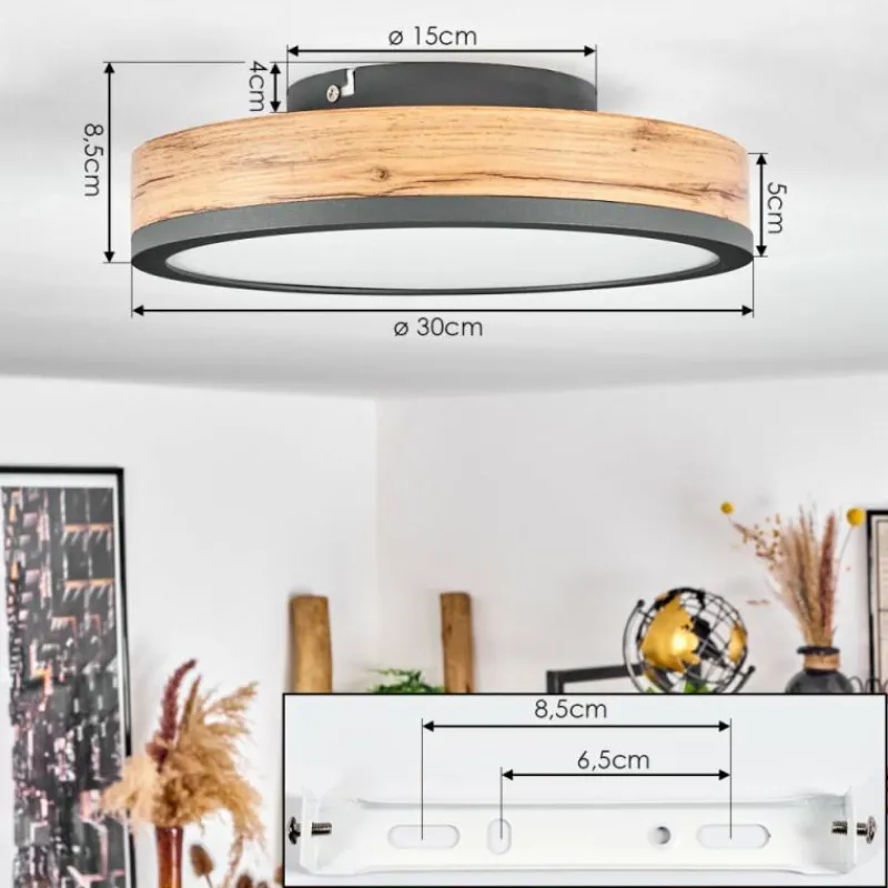 Luminaires Scandinaves-hofstein Plafonnier Salmi LED Anthracite, Brun, Couleur bois, 1 lumière