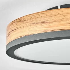 Luminaires Scandinaves-hofstein Plafonnier Salmi LED Anthracite, Brun, Couleur bois, 1 lumière
