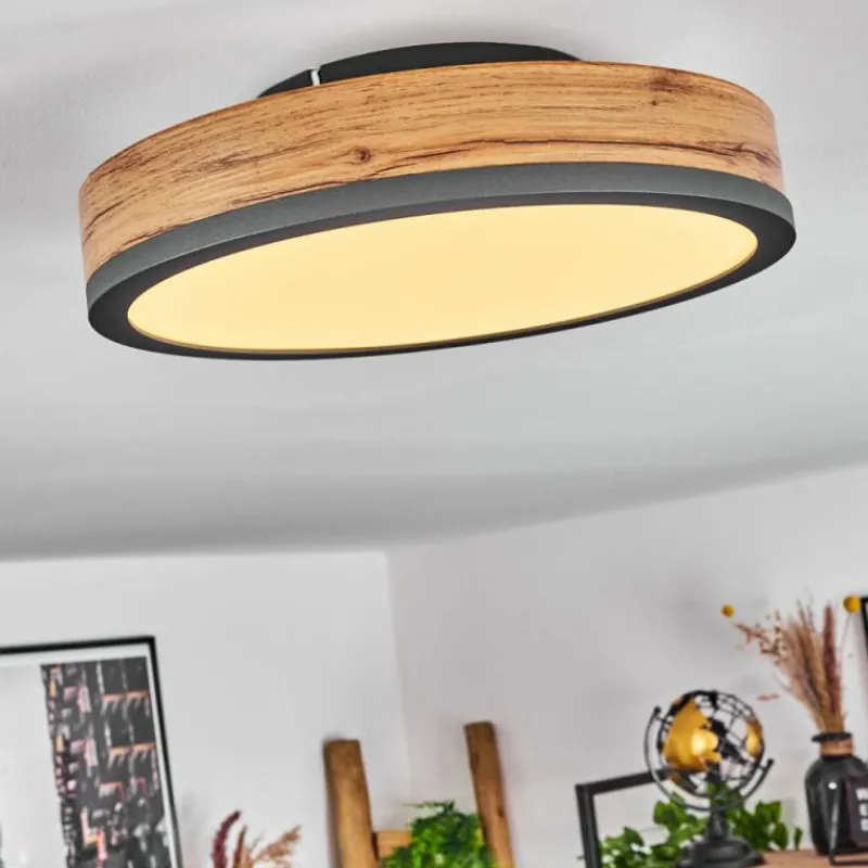 Luminaires Scandinaves-hofstein Plafonnier Salmi LED Anthracite, Brun, Couleur bois, 1 lumière