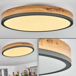 Luminaires Scandinaves-hofstein Plafonnier Salmi LED Anthracite, Brun, Couleur bois, 1 lumière