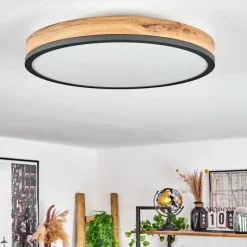 Luminaires Scandinaves-hofstein Plafonnier Salmi LED Anthracite, Brun, Couleur bois, 1 lumière