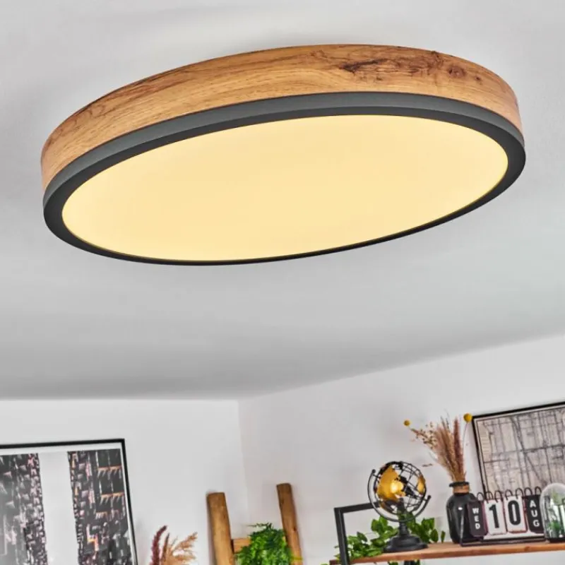 Luminaires Scandinaves-hofstein Plafonnier Salmi LED Anthracite, Brun, Couleur bois, 1 lumière