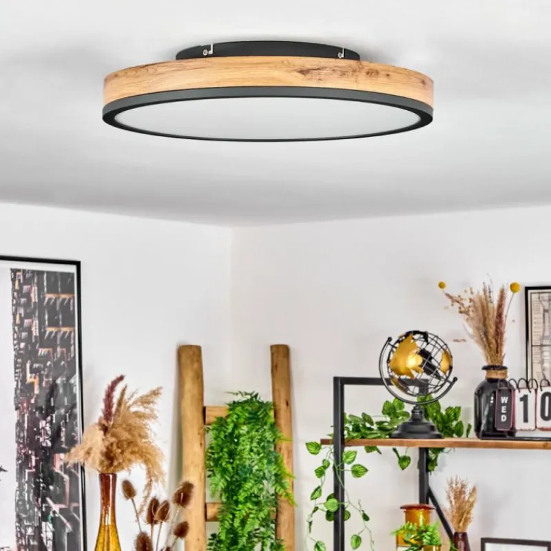 Luminaires Scandinaves-hofstein Plafonnier Salmi LED Anthracite, Brun, Couleur bois, 1 lumière