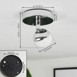 hofstein Plafonnier Sanchequias LED Chrome, 1 lumière, Télécommandes, Changeur de couleurs