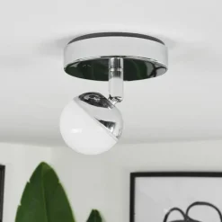 hofstein Plafonnier Sanchequias LED Chrome, 1 lumière, Télécommandes, Changeur de couleurs