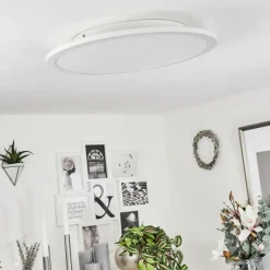 hofstein Plafonnier Sani LED Blanc, 1 lumière, Télécommandes, Changeur de couleurs