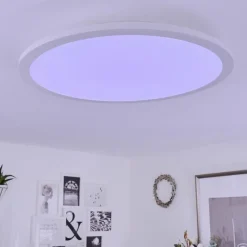 hofstein Plafonnier Sani LED Blanc, 1 lumière, Télécommandes, Changeur de couleurs