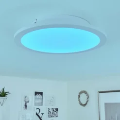 hofstein Plafonnier Sani LED Blanc, 1 lumière, Télécommandes, Changeur de couleurs