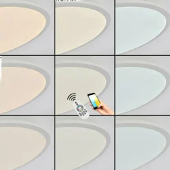 hofstein Plafonnier Sani LED Blanc, 1 lumière, Télécommandes, Changeur de couleurs