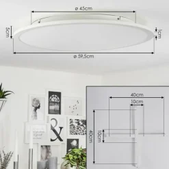 hofstein Plafonnier Sani LED Blanc, 1 lumière, Télécommandes, Changeur de couleurs