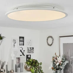 hofstein Plafonnier Sani LED Blanc, 1 lumière, Télécommandes, Changeur de couleurs