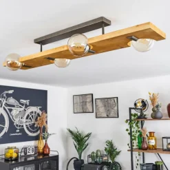 Lampes Industrielles-hofstein Plafonnier Santorum Argent Oxydé, Écru, 4 lumières