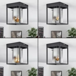 Suspension Verre Fumé-hofstein Plafonnier Sarniguet Noir, 1 lumière