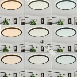 hofstein Plafonnier Sasinhosa LED Noir, 1 lumière, Télécommandes