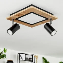 Luminaires Scandinaves-hofstein Plafonnier Sequeira Brun, Chrome, Noir, Blanc, 2 lumières